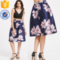 Flower Print Box Pleated Skirt Manufacture Wholesale Fashion Women Apparel (TA3090S)
